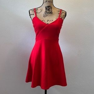 Red Mini Dress with Mesh Detail